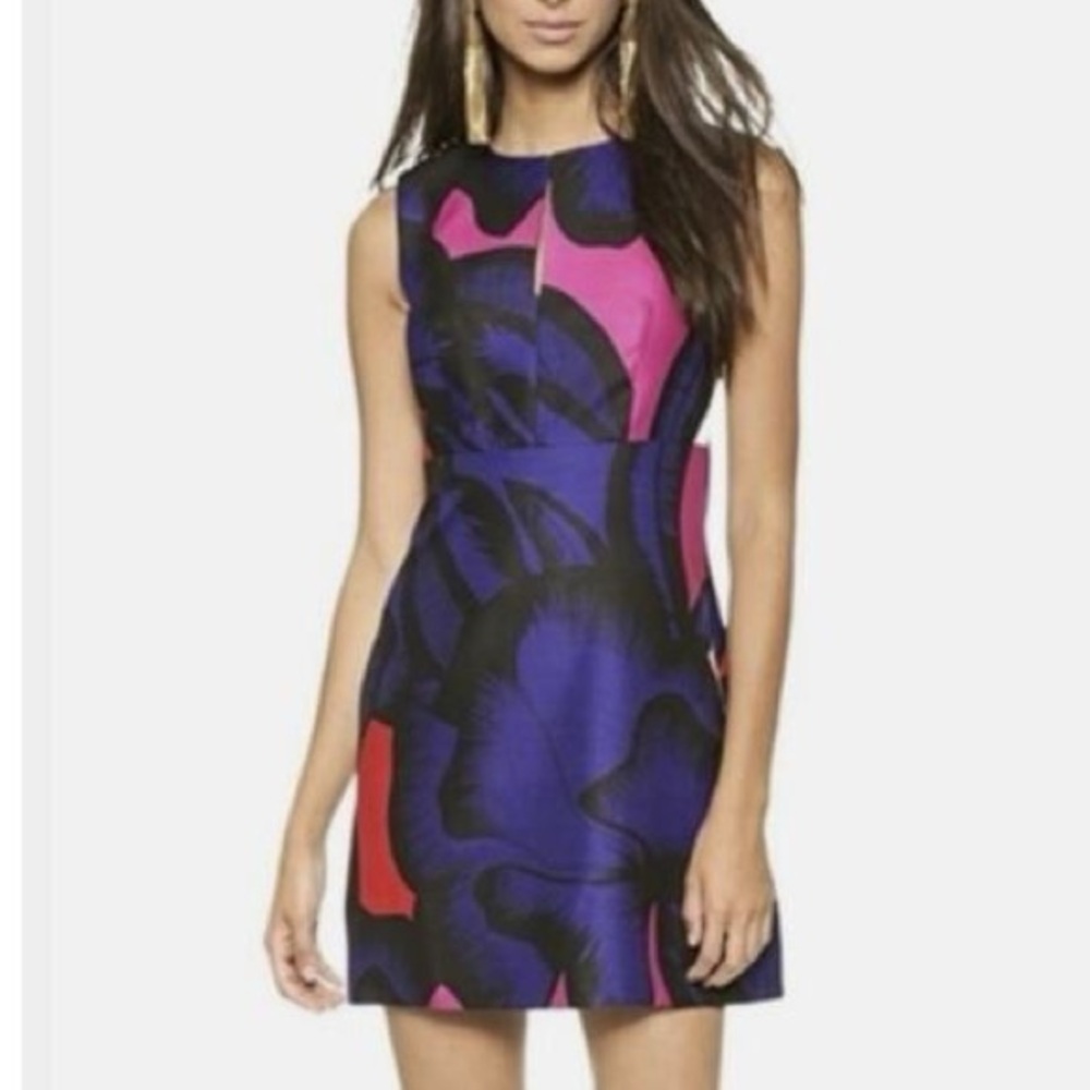 DVF Yvette Silk Blend Sleeveless Floral Black Mini Dress Size 0/XS MSRP $495 - Picture 2 of 10